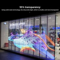 Écran LED transparent HD en film cristallin, flexible, léger, ultra-fin, luminosité et résolution personnalisables, sur pied
