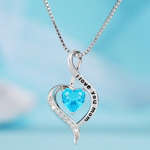 Collana con ciondolo a forma di cuore per donna, gioielli regalo per la festa della mamma e il compleanno - Product Image 2