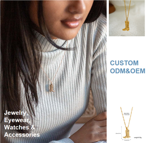 18K altın paslanmaz çelik kolye Retro batı kovboy zirkon çizmeler kolye moda kolye kadınlar için - Product Image 2