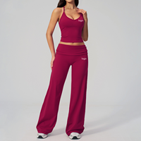 Ensemble de sport et yoga personnalisé pour femme, 2 pièces, avec débardeur dos nageur à bretelles spaghetti et short à taille repliable