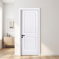 Porte intérieure JHK-S15 en MDF blanc apprêté, design à 2 panneaux à persiennes, haute qualité, production en série