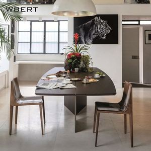 Mesa de madera maciza italiana WBERT, mesa de comedor, mesa de negociación, escritorio minimalista, mesa de comedor, mesa de comedor larga para el hogar - Product Image 3