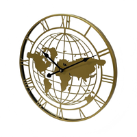 Horloge murale moderne en fer forgé, abstraite, ronde, silencieuse, avec carte du monde, en quartz, best-seller transfrontalier