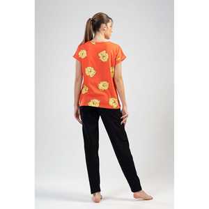 Ensemble pyjama femme Supreme Ducky, orange, manches courtes, tricoté, doux, décontracté, 2 pièces - Product Image 1
