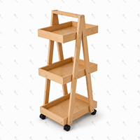 Chariot de rangement en bambou sur mesure à 3 niveaux, pliable en forme de A, avec roulettes, étagère mobile fine pour la maison et la cuisine