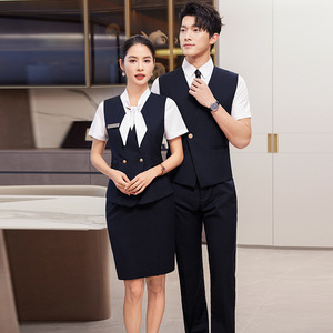 Women's Elegant Professional Vest Suit Solid Color Slim Fit For Hotel Front Desk Property Management Beauty Salon Work Uniforms - Product Image 4