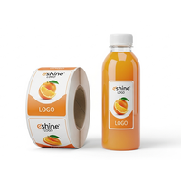 Étiquettes adhésives imperméables d'impression de logo personnalisé en gros pour la bouteille en verre de pot de boisson de jus de fruit