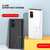 Vente chaude d'usine 10000mAh 20000mAh Chargeur rapide PD Double entrée/sortie Batterie externe portable Li-polymère 22.5W USB-C pour ordinateur portable Téléphone