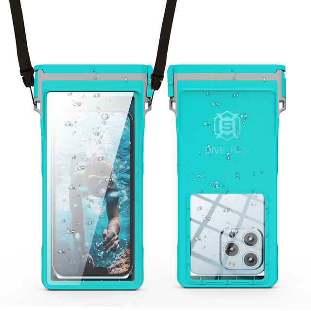 ShellBox Universal Waterproof Phone Lanyard Pouch Dry Bag for iPhone 15 14 13 Underwater Touch Screen Diving Cases