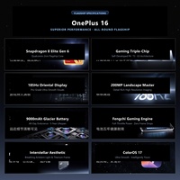 Smartphone OnePlus 16 5G, écran 6,78 pouces 120 Hz 1,5K, appareil photo 200 MP, charge rapide 100 W, double SIM, NFC, jeu