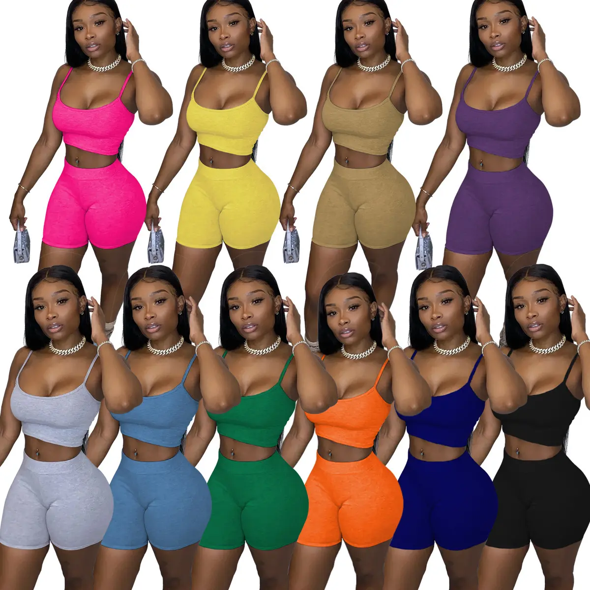 2023 Summer sets Custom logo knit Crop top Two piece shorts Joggers Sets Outfits 2 Piece Sweatsuit Sweat Short Set