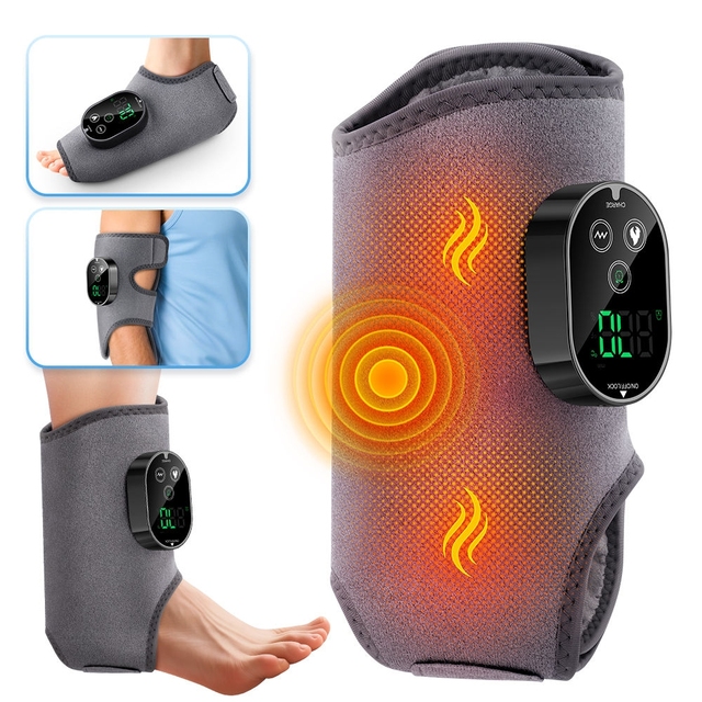 2025 Wireless Rechargeable Electric Heating Vibration Ankle Massager Hot Compress Foot Wrap Massage Belt Foot Massager