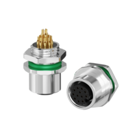 Connecteur femelle M12 A-Code LSHITECH à montage sur panneau avec coupelle de soudure 7-17 broches IP67 pour l'automatisation industrielle, personnalisable en usine, faible MOQ