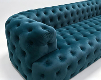 Canapé Chesterfield de luxe en velours capitonné 3 places, canapé moderne de luxe léger pour salon, mobilier de hall d'hôtel