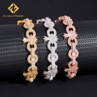 Novedades de Moda, Joyería Hip Hop de Lujo, Plata de Ley 925 con Incrustaciones de Diamantes de Moissanita, Brazalete Cubano con Cruz para Hombre