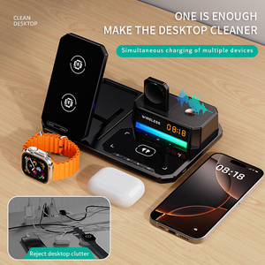 ชุดของขวัญสุดหรูแบบดร็อปชิปสำหรับ iPhone 15 <span class=keywords><strong>PRO</strong></span> MAX 15W พร้อมไฟ RGB พร้อมลำโพง <span class=keywords><strong>BT</strong></span> นาฬิกา6 in 1ที่ชาร์จไร้สาย - Product Image 1