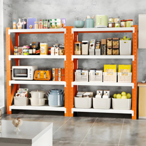 מדפי ברזל כבדים מתכווננים, מדפים רב-שכבתיים, התקנה קלה, צבעים מרובים, כתום, אחסון ביתי - Product Image 4