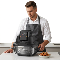 Friteuse à air portable 1600W pour des aliments croustillants, double panier en verre, capacité 1,8-4,5L, contrôle numérique, design compact, usage domestique