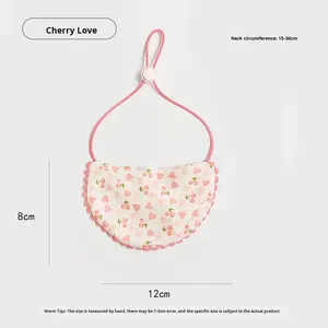Bavoir pour animaux de compagnie en polyester de style dessin animé fait à la main pour chats et chiots, demi-serviette anti-bave, accessoires pour vêtements de bébé - Product Image 6