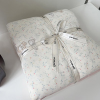 Parure de lit quatre pièces en coton pur style campagnard, double couche de fil, 100 % coton, ensemble trois pièces pour enfants, housse de couette