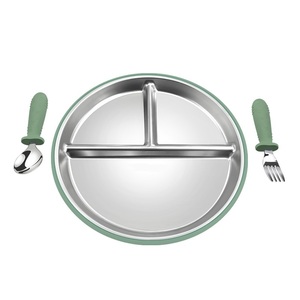Ensemble d'alimentation portable pour bébé, design classique, assiette en acier 304, ventouse en silicone et ustensiles pour un nettoyage facile - Product Image 4