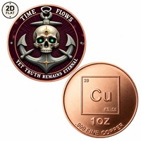 Pièce de monnaie en cuivre pur 999 de 1 once, personnalisée en gros, motif Crâne et Ancre, avec le message « Le temps coule, mais la vérité reste éternelle », commémorative de collection