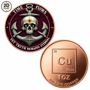 Moneda de Cobre Puro 999 de 1 Oz Personalizada al por Mayor, Diseño de Calavera y Ancla, Coleccionable Conmemorativo, El Tiempo Pasa, Pero <span class=keywords><strong>la</strong></span> <span class=keywords><strong>Verdad</strong></span> Perdura Eterna - Product Image 1