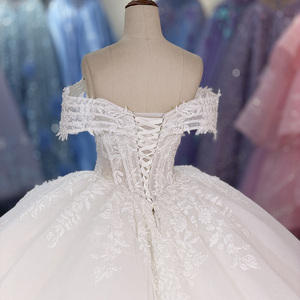 Dy6990 Vestido de Novia de Lujo Moderno y Sexy con Cola de Princesa, Encaje con Cuentas, Diseño de Espalda con Cordones, Jancember - Product Image 2
