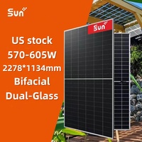 Stock USA SUNPLUS 585W PERC N-Type pour panneau solaire bifacial |   Double vitrage |   23,4% d'efficacité |   Alliage d'aluminium anodisé