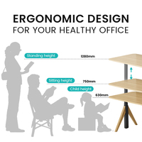 Bureau debout électrique au design moderne avec pieds triangulaires en bois Vente en gros OEM à hauteur réglable directement de l'usine chinoise