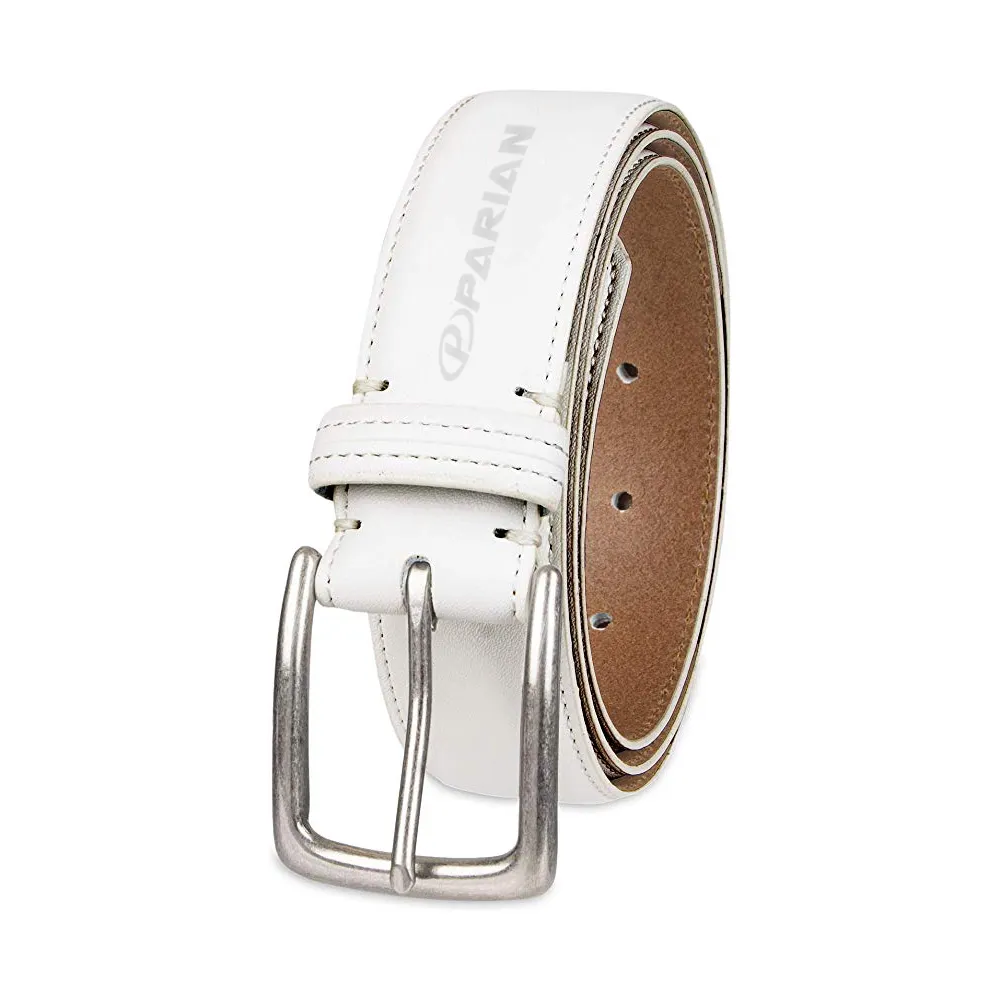 Men Casual Leather Dress Belt Best Quality White And Grey Color OEM Manufacture Leather Dress Belt For Men