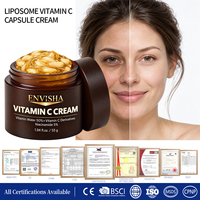 Crème hydratante éclat profond anti-rides éclaircissante pour le visage à la vitamine C liposomale en capsules dorées, ODM OEM