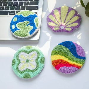 Kit de broderie Punch Needle DIY : Sous-verres en laine faits main pour le soulagement du stress et la créativité - Product Image 2