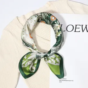 Factory Wholesale Custom Printed Design Silk Scarves Luxury 100% Silk 53*53 Square Silk Scarfs For Women Stylish