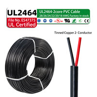 Cable UL2464 2c con revestimiento de PVC, 28AWG, 2 núcleos, alambre de cobre estañado, 300V, 80c, VW-1, AWM 2464, negro, blanco, rollo de 300m, en stock de fábrica.