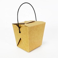 Boîtes d'emballage jetables en papier kraft pour salades de pâtes, nouilles, snacks chinois, plats à emporter, bento, avec poignée portable
