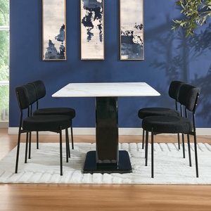 Chaises de <span class=keywords><strong>cuisine</strong></span> modernes du milieu du siècle Chaises de salle à manger à siège rembourré noir avec cadre en métal Meubles de maison - Product Image 2