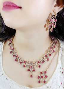 Gold Plated AD Stone Choker <b>Necklace</b> Set with Maangtikka | Best Wedding Jewelry for Wedding Engagement and Anniversary - Product Image 2