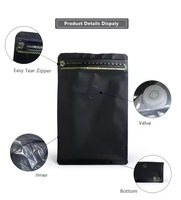 Sac à café en grains, pochette personnalisée avec finition mate, valve de dégazage, matériaux recyclés, impression en héliogravure, PET