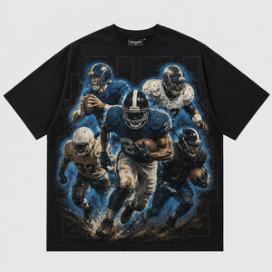 T-shirt personnalisé avec logo, coton lourd 300 GSM, délavé à l'acide, coupe oversize courte et carrée, motif graphique en strass, streetwear homme - Product Image 1