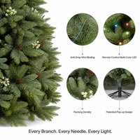 4,5m Vorbeleuchteter LED-Weihnachtsbaum PE-PVC Gemischter Kunstbaum mit Tannenzapfen und Beeren für Feiertags-, Heim- und Hoteldekoration