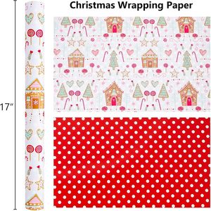 Papel de Regalo Navideño Burymento con Diseño de Casa de Jengibre, 17 Pulgadas x 32.8 Pies, Reversible, para Manualidades y Regalos - Product Image 4