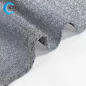 Tessuto in Tricot Lurex <span class=keywords><strong>Spandex</strong></span> Ecologico con Glitter Metallizzato, Tinto in Filo, Asciugatura Rapida, Morbido, Leggero, Elasticizzato in 4 Direzioni, per Ragazzi, Basso MOQ - Product Image 3