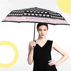 热销女士款式3折伞pongee材料丝绸印花3折伞