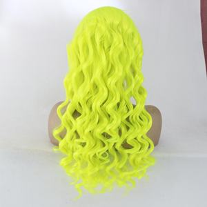 วิกผมด้านหน้าลูกไม้สีเขียวเรืองแสงวิกผมหยิกยาวสังเคราะห์<span class=keywords><strong>สี</strong></span>เหลืองสดใสสำหรับผู้หญิงแฟชั่นคอสเพลย์ - Product Image 2