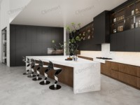 CBMmart 2026 Meubles de cuisine modernes noirs, armoires en contreplaqué sur mesure, finition noir mat, vente en gros, luxe