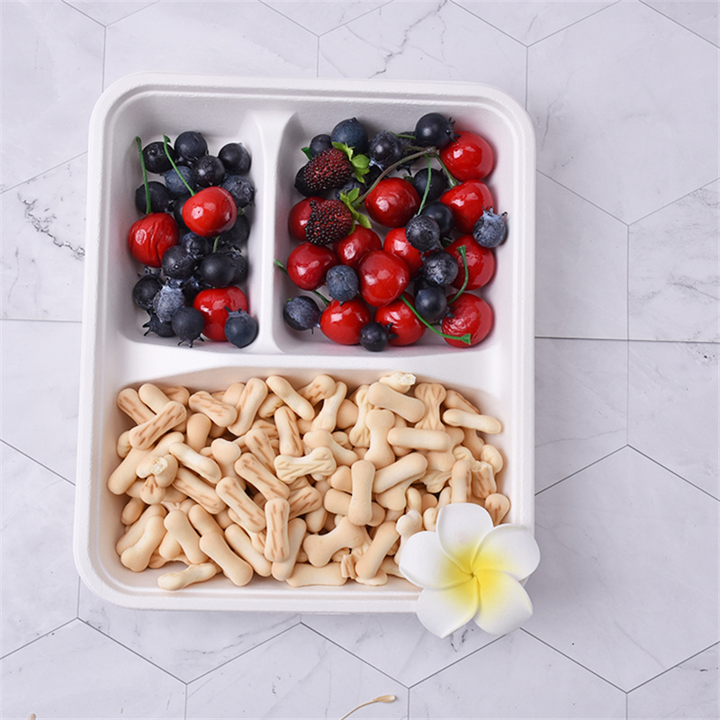 Biodegradable disposable food clamshell/3 5 compartments food box/tray