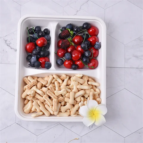 Biodegradable disposable food clamshell / 3 5 compartments food box / tray