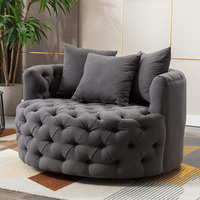 Ensemble de 2 fauteuils en velours modernes pour meubles de salon Fauteuil d'appoint de luxe pour salon Modèles de fauteuils ronds et pivotants surdimensionnés