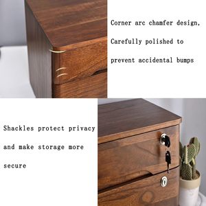 Solid Wood Desktop Storage <b>Box</b> With <b>Lock</b> Drawer Style Multi Layer Organizer Walnut Color Rectangle Standing Type - Product Image 4